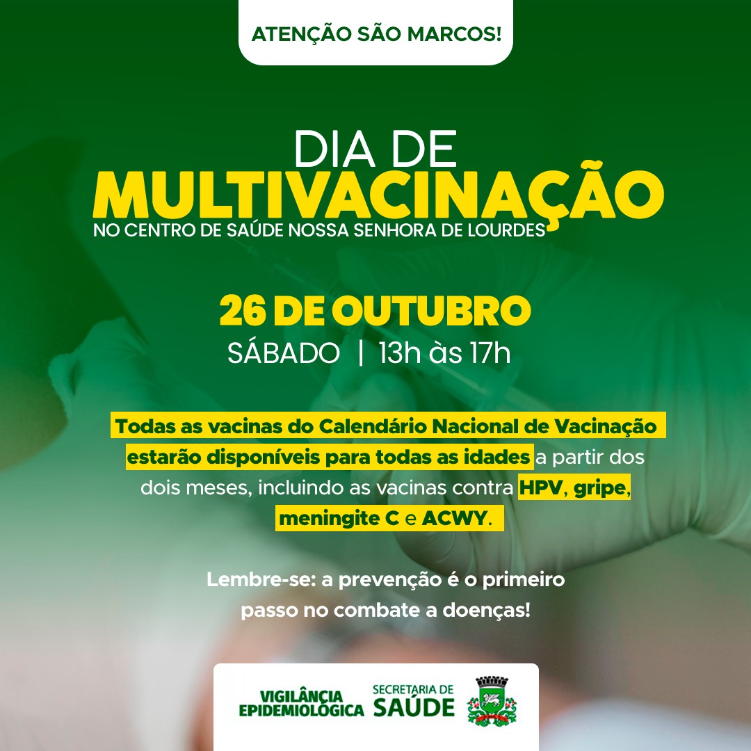 Secretaria de Saúde realiza multivacinação e ações do Outubro Rosa no sábado em São Marcos