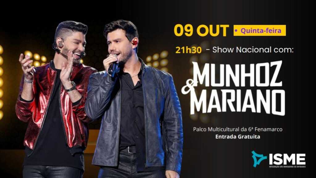 Munhoz & Mariano será atração nacional da 54ª Festa de Nossa Senhora Aparecida e dos Motoristas e 6ª Fenamarco
